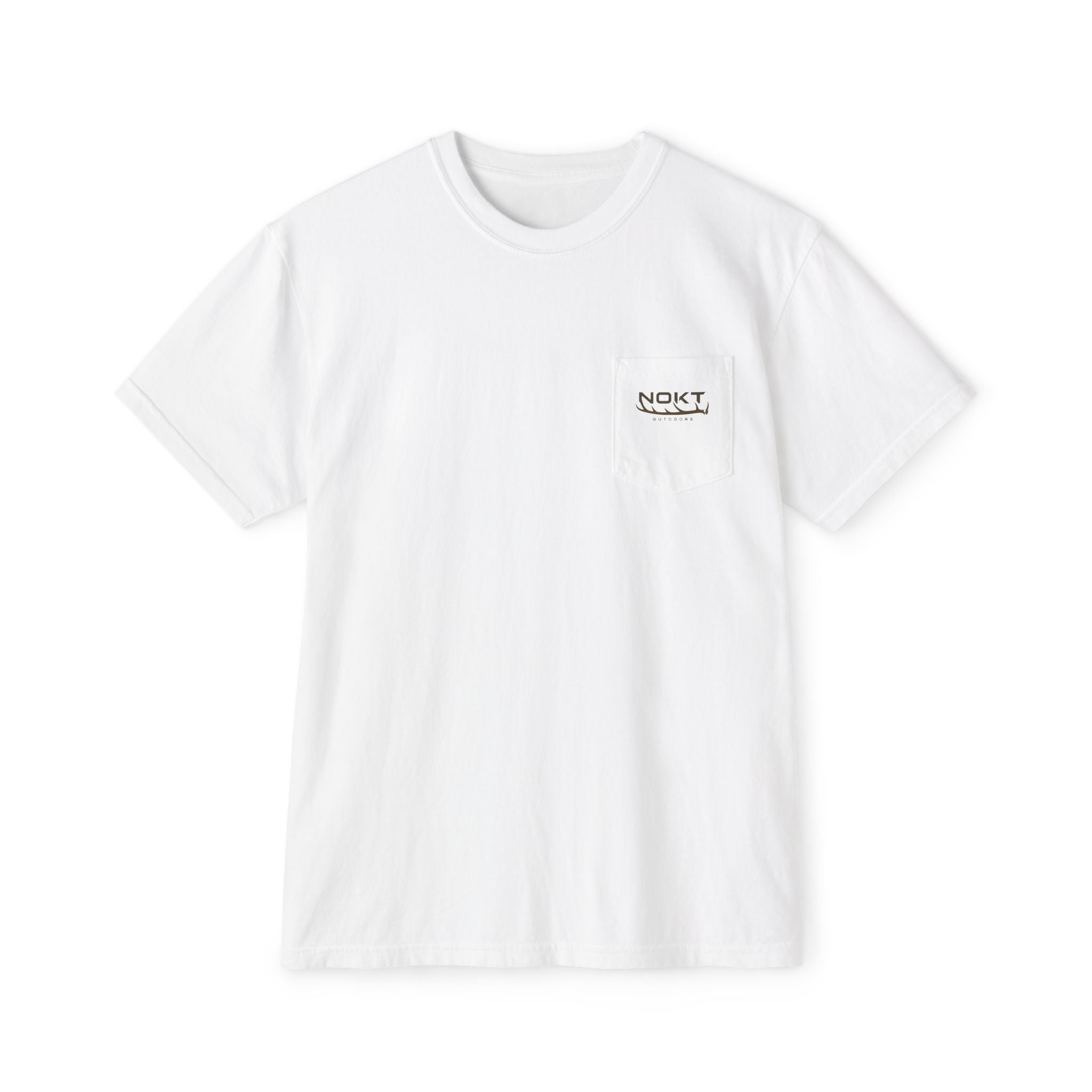 Outdoors Pocket T-Shirt — "Nokt Outdoors" Deer Forest Graphic
